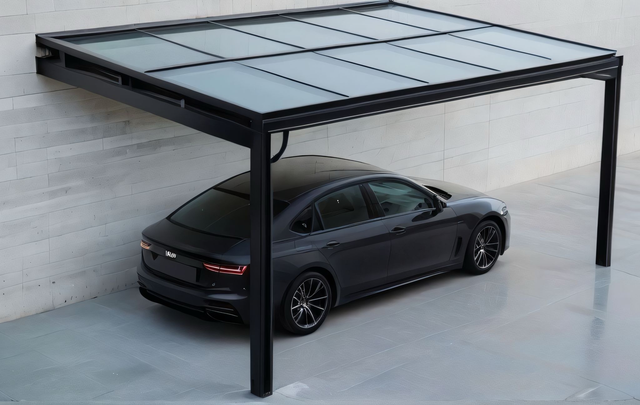 Wand Einzel Anbaucarport Solarunterstand
