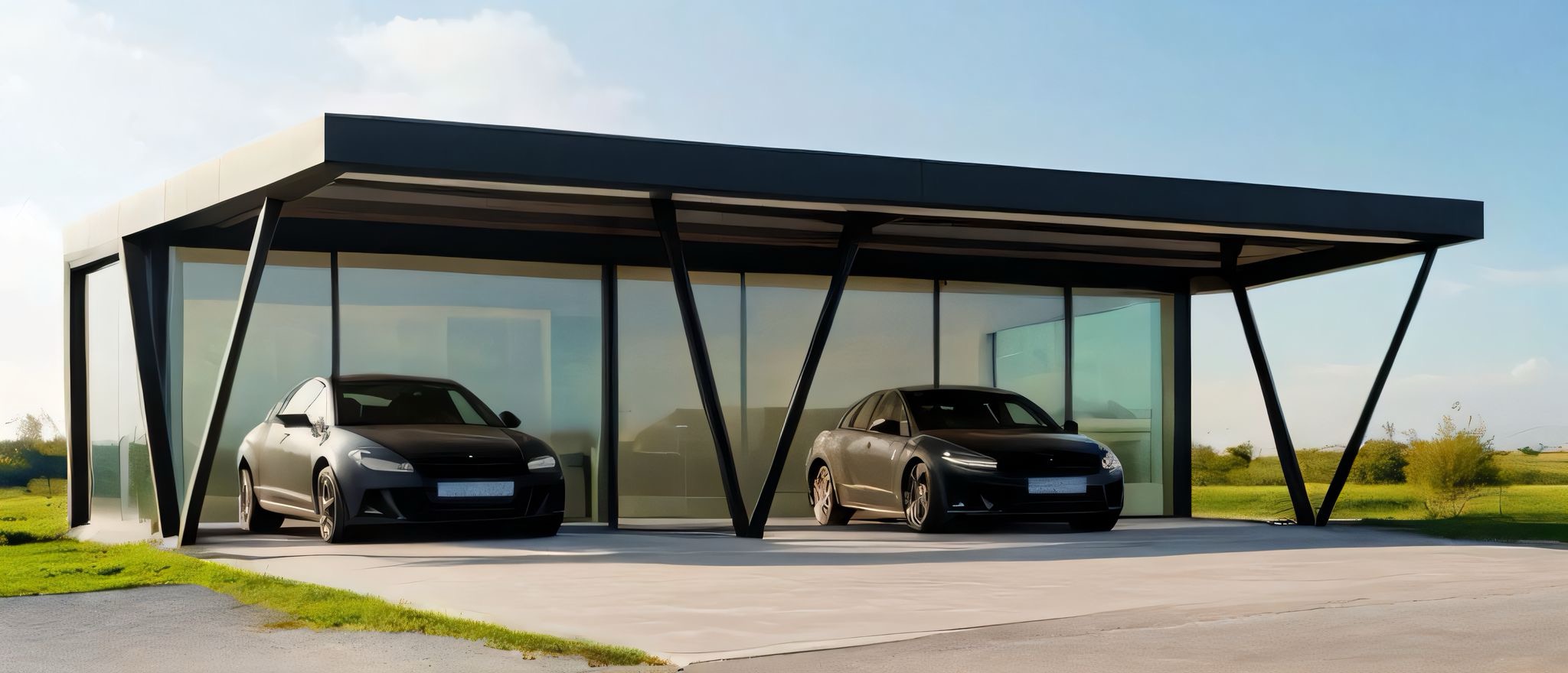 Erweiterbarer Design Doppelcarport Solarunterstand